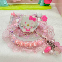 Load image into Gallery viewer, Baby Kitty Lace Handle Fully Encrusted Adult Pacifier with Handle Charm