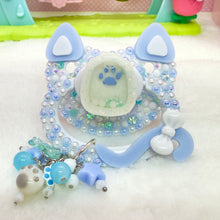 Load image into Gallery viewer, Blue Kitty Ears Adult Pacifier with Handle Charm