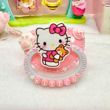 Load image into Gallery viewer, adult deco pacifier paci shop custom decorated binky for age regression store agere ddlg dd lg daddy dom little girl abdl baby diaper lover kawaii littlespace little space rhinestone deluxe kawaii sanrio hello kitty kitten paws pink  pastel pink
