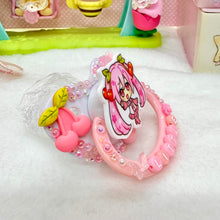 Load image into Gallery viewer, adult deco pacifier paci shop custom decorated binky for age regression store agere ddlg dd lg daddy dom little girl abdl baby diaper lover kawaii littlespace little space rhinestone deluxe kawaii miku hatsune little kawaii anime girl cherry pastel
