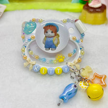 Load image into Gallery viewer, Orange Kitty Critter Adult Pacifier with Handle Charm
