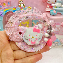 Load image into Gallery viewer, Baby Kitty Lace Handle Fully Encrusted Adult Pacifier with Handle Charm
