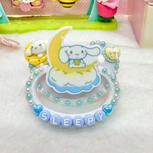 Load image into Gallery viewer, adult deco pacifier paci shop custom decorated binky for age regression store agere ddlg dd lg daddy dom little girl abdl baby diaper lover kawaii littlespace little space rhinestone deluxe kawaii cinnamoroll cinna bunny blue sleepy moon 
