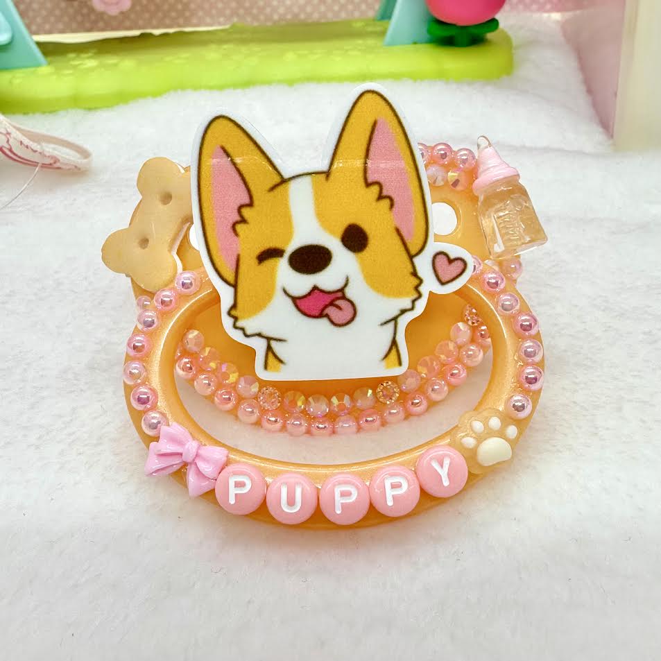 adult deco pacifier paci shop custom decorated binky for age regression store agere ddlg dd lg daddy dom little girl abdl baby diaper lover kawaii littlespace little space rhinestone deluxe kawaii pink puppy dog pup bone bottle petre pet regression bows