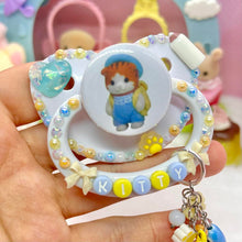 Load image into Gallery viewer, Orange Kitty Critter Adult Pacifier with Handle Charm
