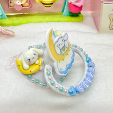 Load image into Gallery viewer, adult deco pacifier paci shop custom decorated binky for age regression store agere ddlg dd lg daddy dom little girl abdl baby diaper lover kawaii littlespace little space rhinestone deluxe kawaii cinnamoroll cinna bunny blue sleepy moon 
