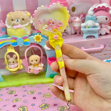 Load image into Gallery viewer, Pink Yellow Heart Resin Rattle Shaker Wand with Removable Charm
