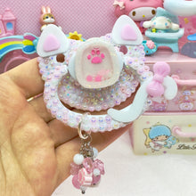 Load image into Gallery viewer, Pink Kitty Ears Adult Pacifier with Handle Charm
