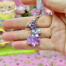 Load image into Gallery viewer, Purple Moon Kitty Resin Rattle Shaker Wand with Removable Charm
