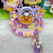 Load image into Gallery viewer, Spooky Pumpkin Candy Kitty Adult Pacifier with Handle Charm
