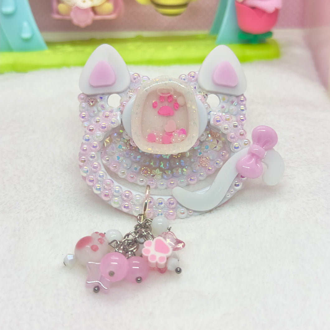 Pink Kitty Ears Adult Pacifier with Handle Charm